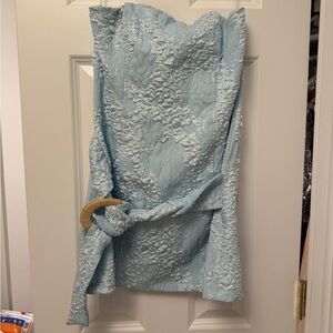 Chic Strapless Light Blue Dress